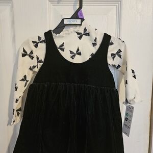 Carter's Black Velvet Dress with White Bow Top